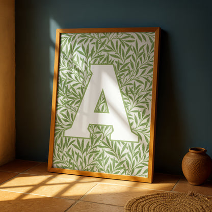 Initial Letter Print: Custom Typography Personalised Wall Art Monogram: William Morris Wallpaper Design