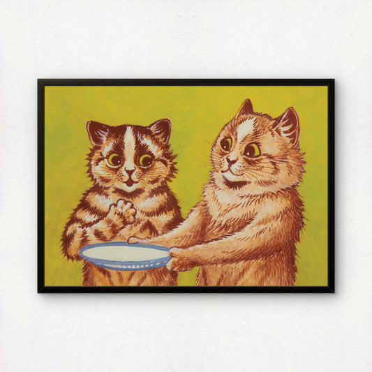 Louis Wain: A Milk Dish for You | Giclée Fine Art Print | Two Ginger Cats Painting