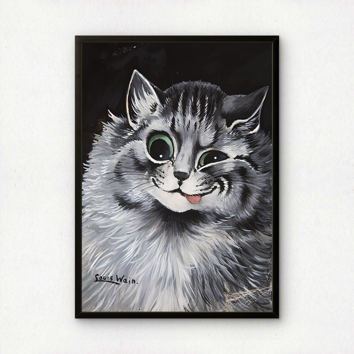 Louis Wain: A Smile and a Wink Black and White Cat Poster | Giclée Fine Art Print