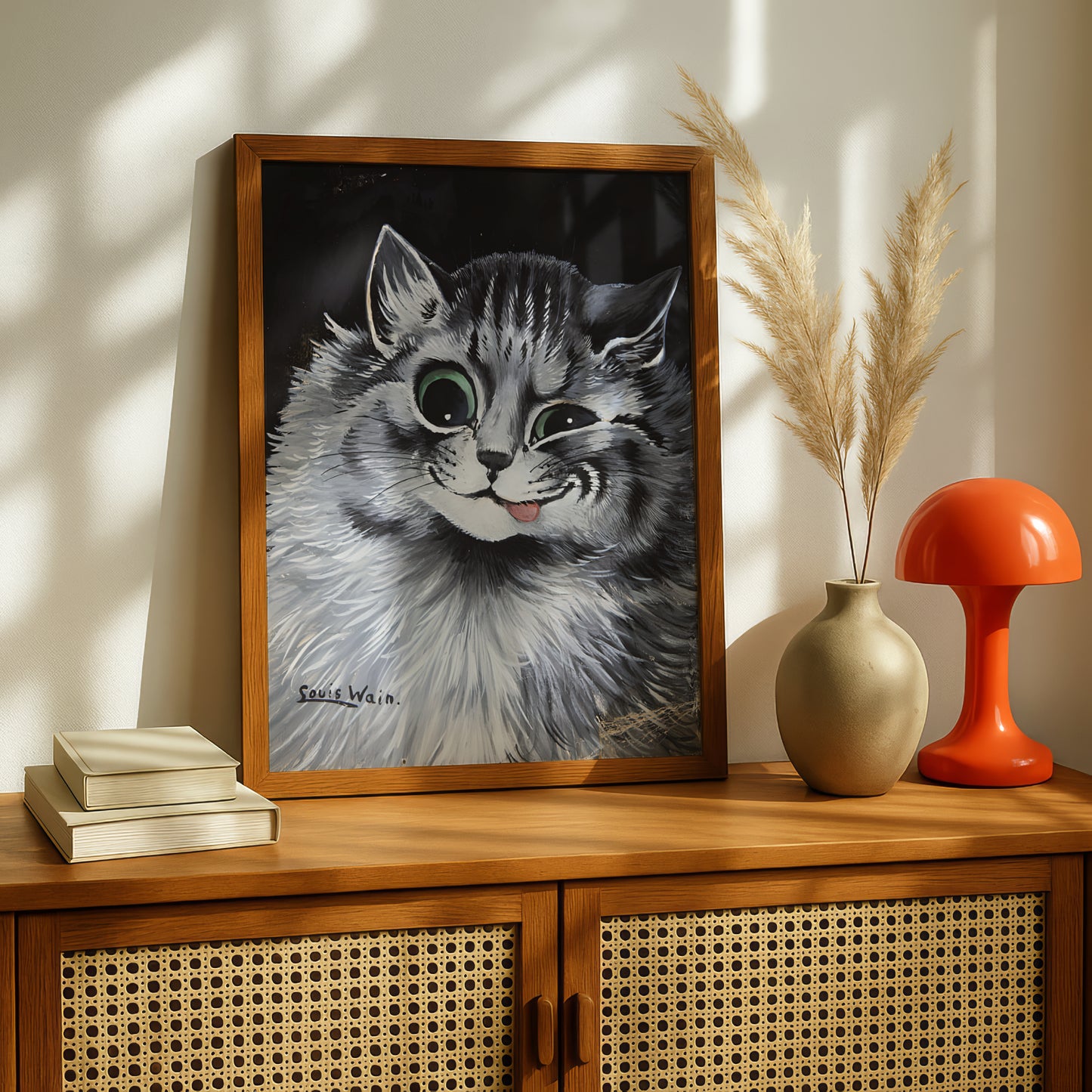 Louis Wain: A Smile and a Wink Black and White Cat Poster | Giclée Fine Art Print