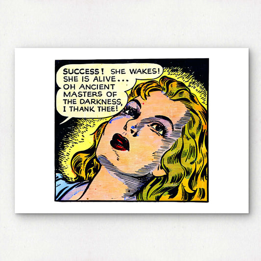 Stepford Wife Vintage Horror Comic Pop Art Wall Decor | Premium Giclée Art Print | 1950s Comic Book | "She Wakes!" | Unframed