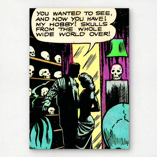 Classic Horror Comic Book Pop Art Premium Giclée Print | A4 A3 Wall Decor | Retro Artwork | "My Collection of Skulls" | Unframed