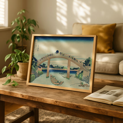 Beneath Mannen Bridge in Fukagawa by Katsushika Hokusai | Premium Art Print