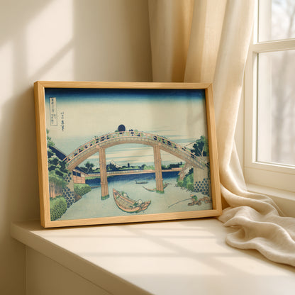 Beneath Mannen Bridge in Fukagawa by Katsushika Hokusai | Premium Art Print
