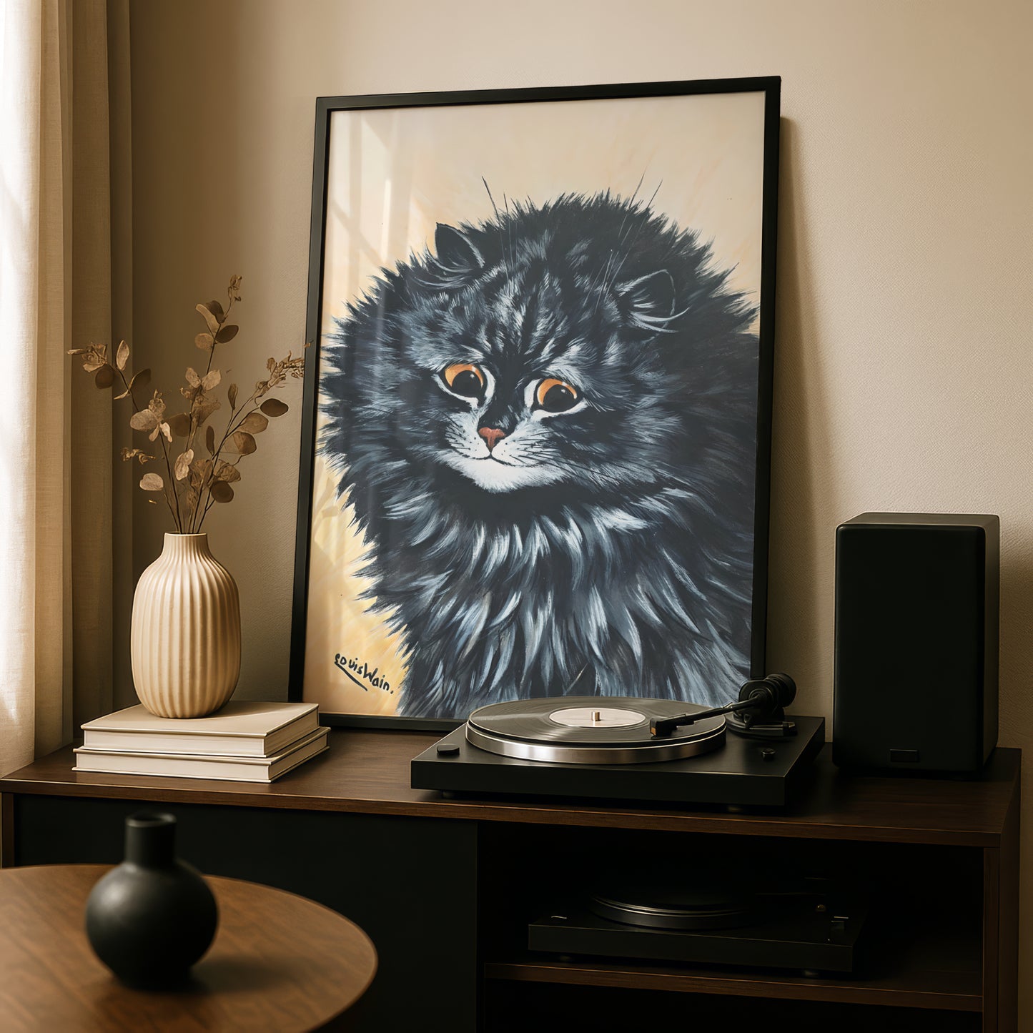 Louis Wain: Black Cat Art Print | High Quality Print | Cat Birthday Gift
