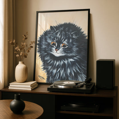 Louis Wain: Black Cat Art Print | High Quality Print | Cat Birthday Gift