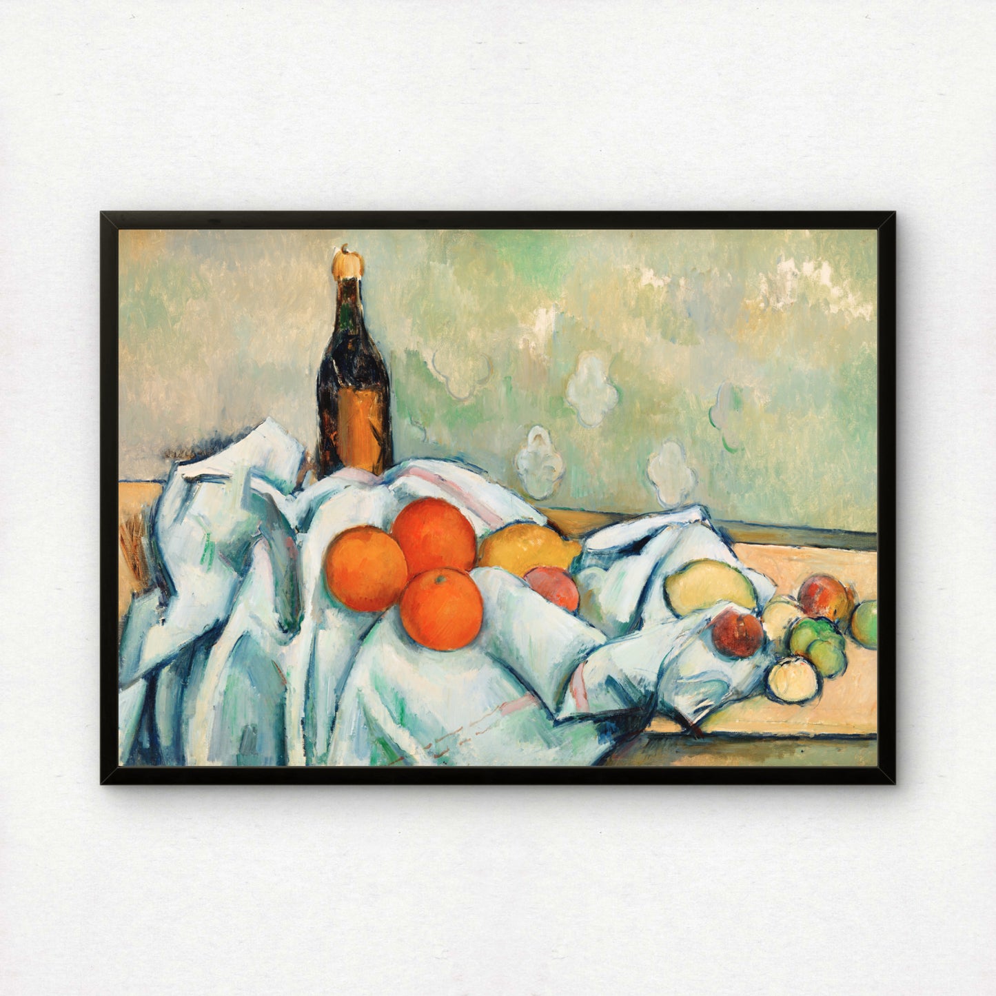Bottle and Fruits by Paul Cezanne Print | Premium Giclee Art Print | Post-Impressionist Wall Art | Museum Quality Reproduction | Fine Art Print