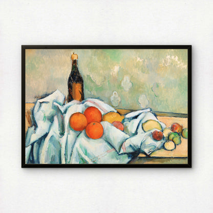Bottle and Fruits by Paul Cezanne Print | Premium Giclee Art Print | Post-Impressionist Wall Art | Museum Quality Reproduction | Fine Art Print
