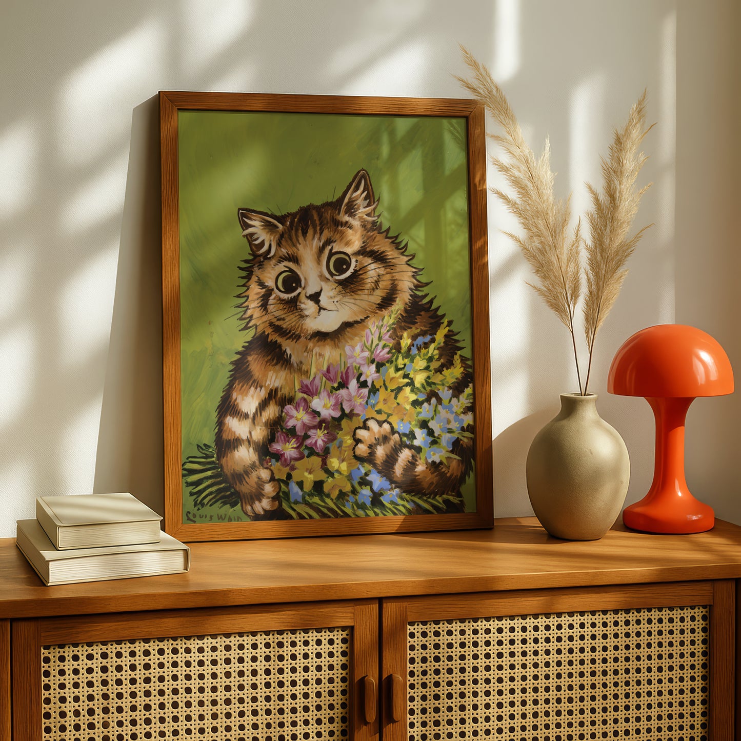 Louis Wain: Cat Holding a Bouquet of Flowers | Giclée Fine Art Print