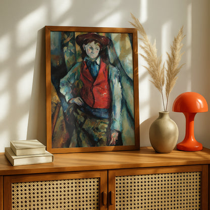 Boy in a Red Waistcoat by Paul Cezanne Print | Premium Giclee Art Print | Post-Impressionist Wall Art | Museum Quality Reproduction | Fine Art Print
