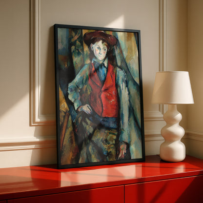 Boy in a Red Waistcoat by Paul Cezanne Print | Premium Giclee Art Print | Post-Impressionist Wall Art | Museum Quality Reproduction | Fine Art Print