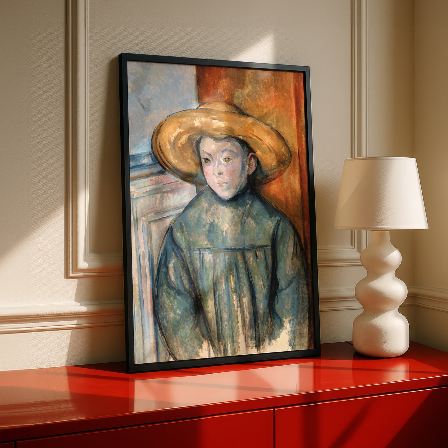 Boy With a Straw Hat by Paul Cezanne Print | Premium Giclee Art Print | Post-Impressionist Wall Art | Museum Quality Reproduction | Fine Art Print