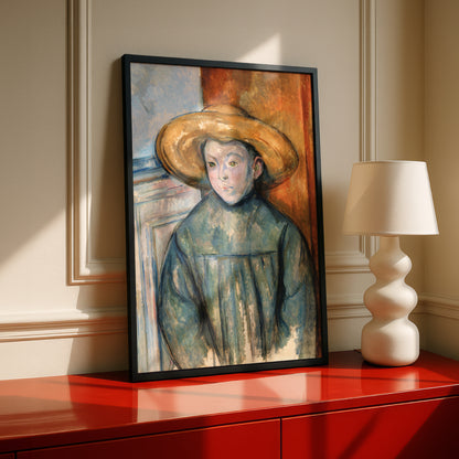 Boy With a Straw Hat by Paul Cezanne Print | Premium Giclee Art Print | Post-Impressionist Wall Art | Museum Quality Reproduction | Fine Art Print