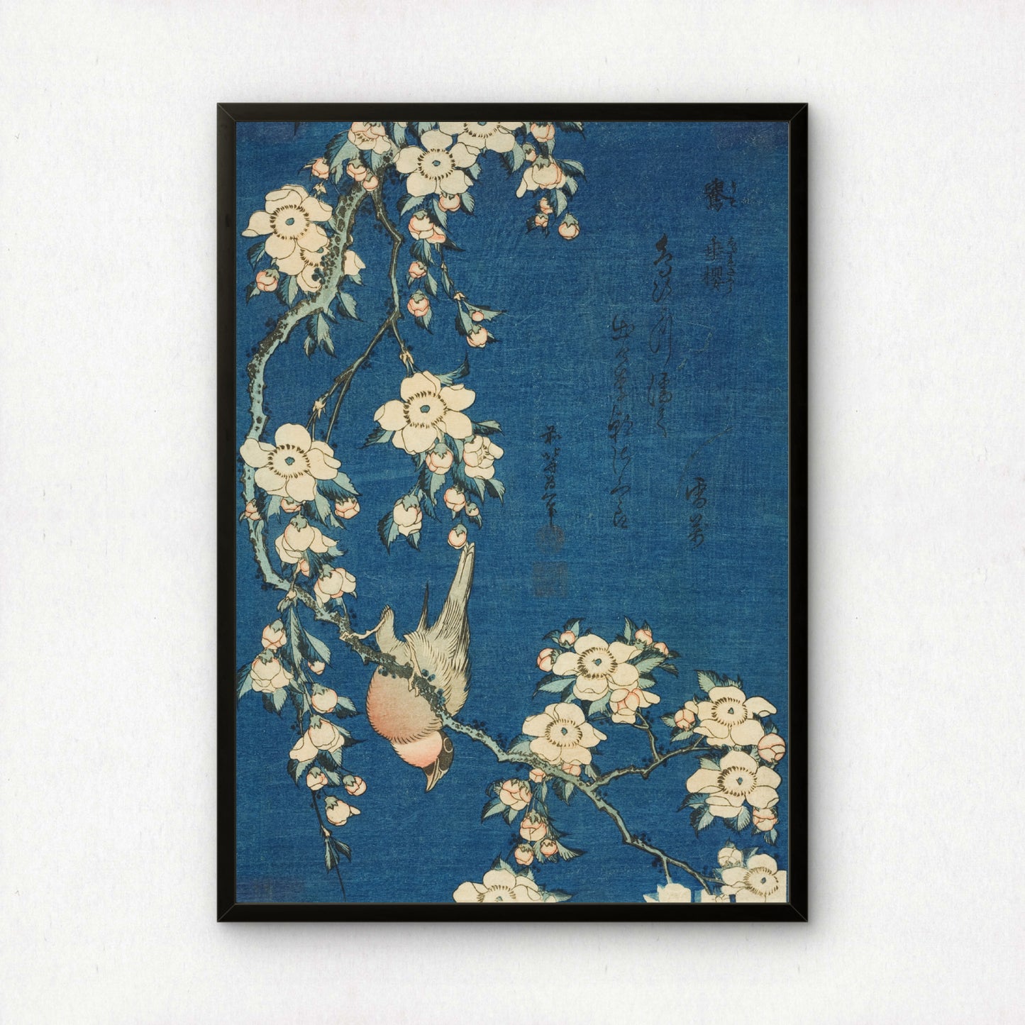 Bullfinch and Weeping Cherry by Katsushika Hokusai | Premium Art Print