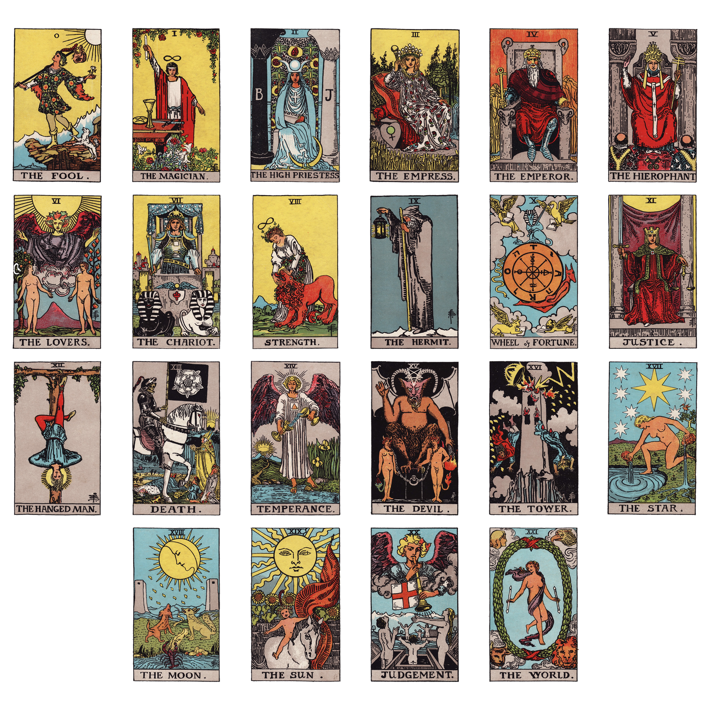 Complete Set of 22 Rider-Waite-Smith Major Arcana Tarot Card Giclée Fine Art Prints
