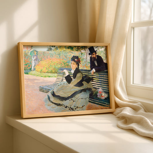 Monet Camille Monet on a Garden Bench Art Print | Giclee Fine Art Reproduction | Impressionist Wall Decor