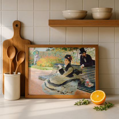 Monet Camille Monet on a Garden Bench Art Print | Giclee Fine Art Reproduction | Impressionist Wall Decor