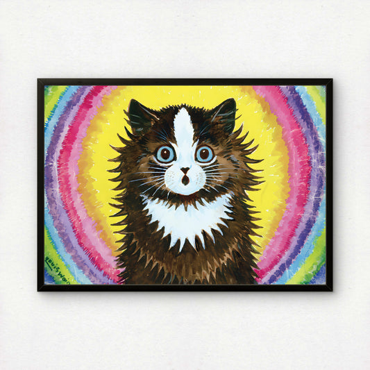 Louis Wain: Cat in a Rainbow | Giclée Fine Art Print | Psychedelic Art | Cat Poster