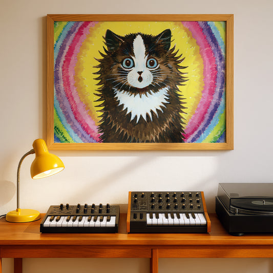 Louis Wain: Cat in a Rainbow | Giclée Fine Art Print | Psychedelic Art | Cat Poster