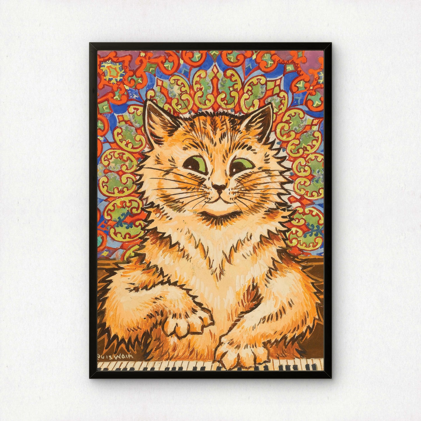 Louis Wain: Cat Playing a Piano | Cat Pianist Poster | Giclée Fine Art Print
