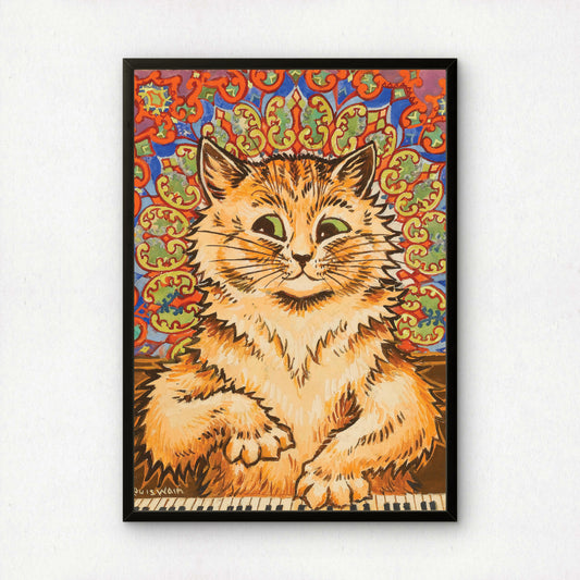 Louis Wain: Cat Playing a Piano | Cat Pianist Poster | Giclée Fine Art Print