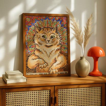 Louis Wain: Cat Playing a Piano | Cat Pianist Poster | Giclée Fine Art Print