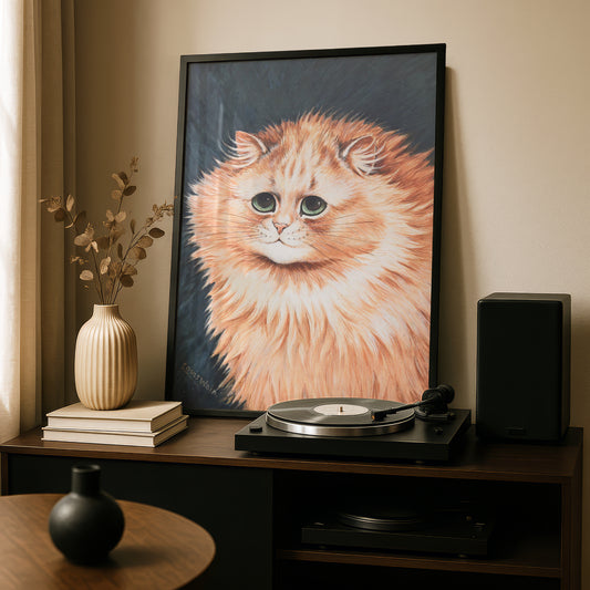 Louis Wain: Charming Ginger Cat | Giclée Fine Art Print | Cat Poster for Cat Lovers