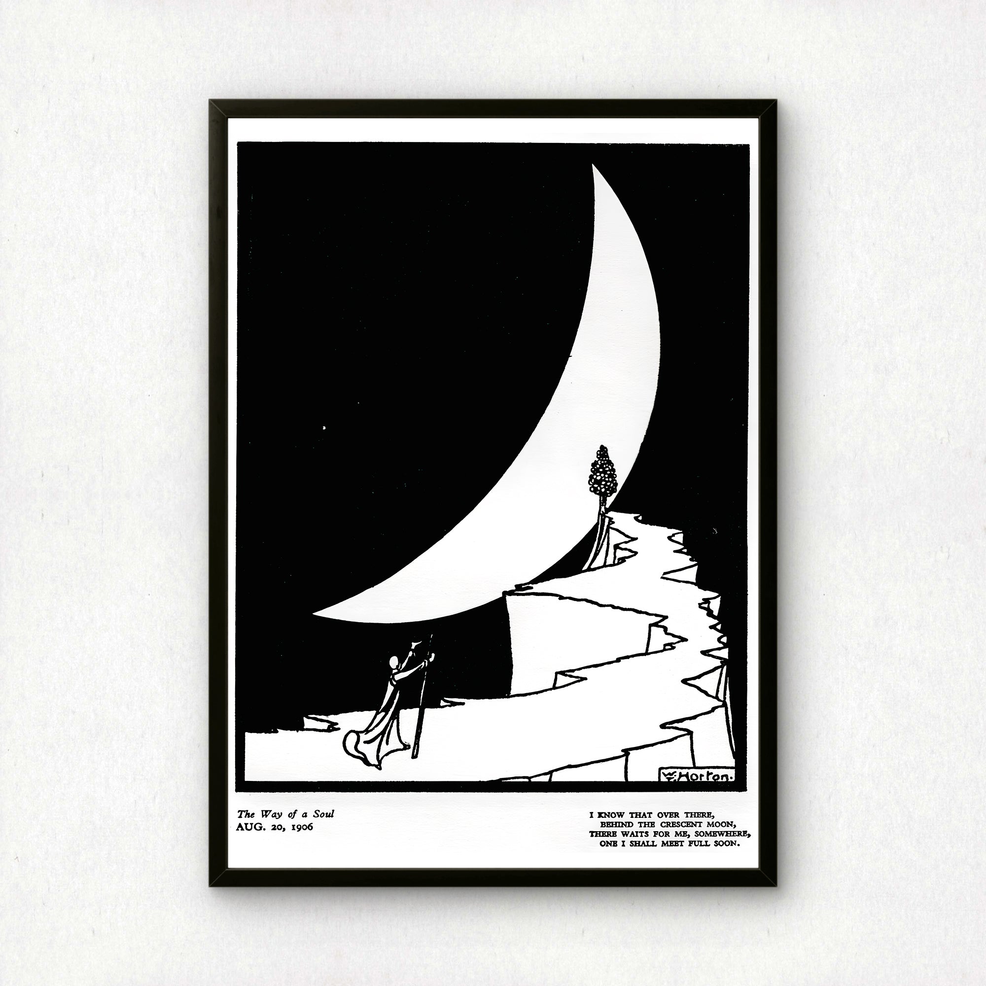 Crescent Moon by William T Horton | Premium B&W Art Print – House