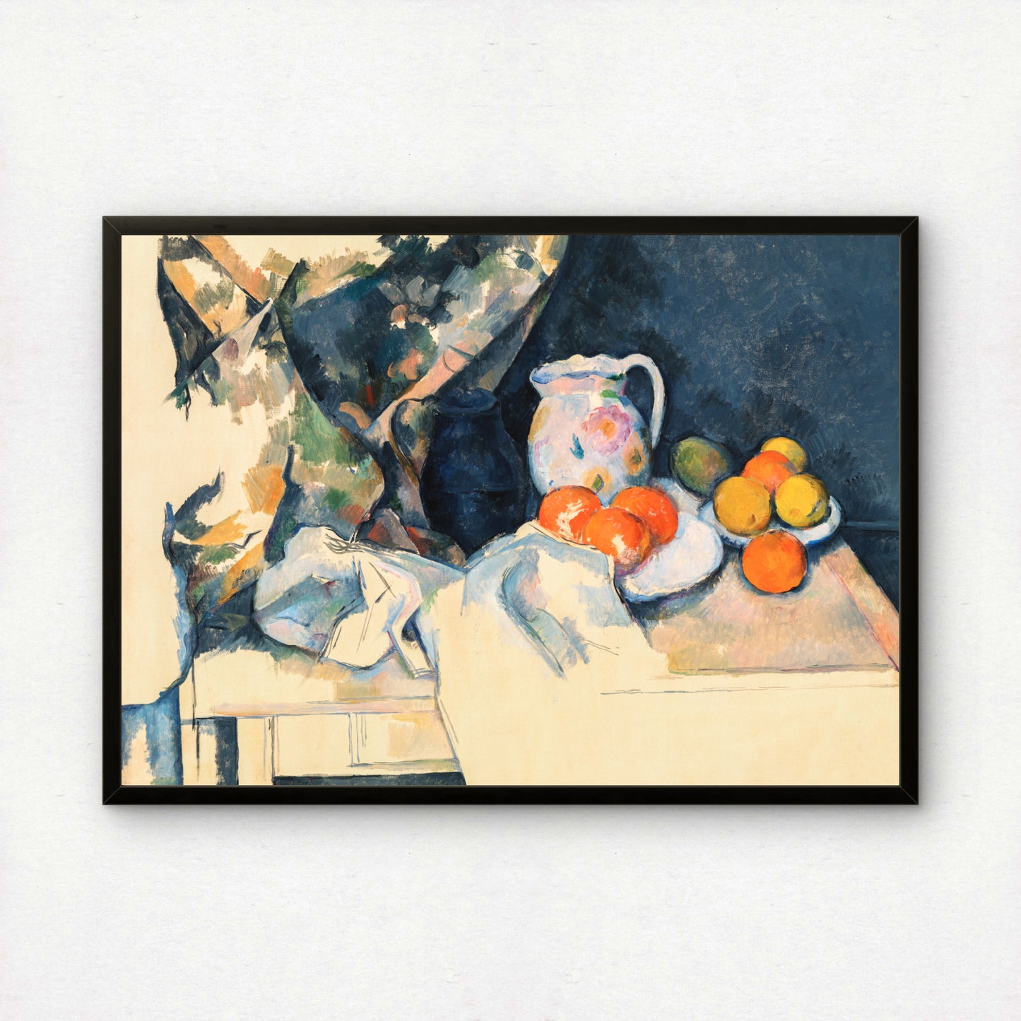 Curtain and Fruit by Paul Cezanne Print | Premium Giclee Art Print | Post-Impressionist Wall Art | Museum Quality Reproduction | Fine Art Print