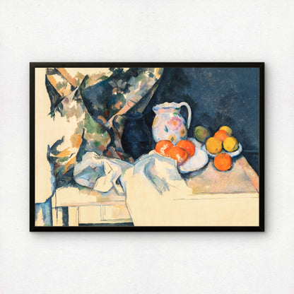 Curtain and Fruit by Paul Cezanne Print | Premium Giclee Art Print | Post-Impressionist Wall Art | Museum Quality Reproduction | Fine Art Print