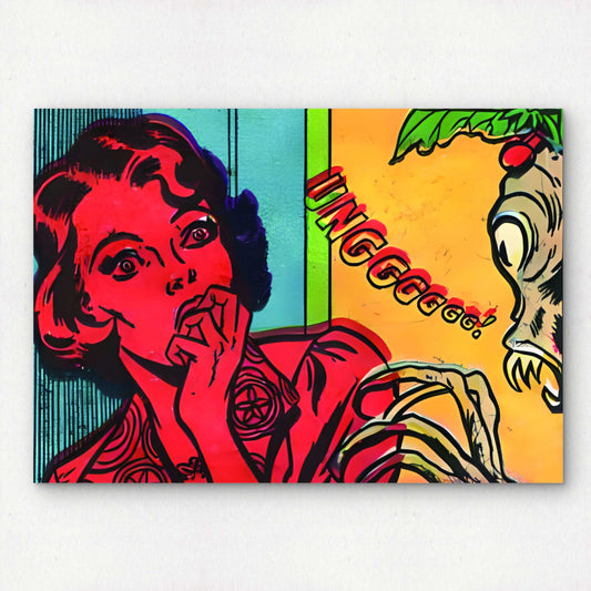 Scream Queen Vintage Horror Comic Pop Art Pin Up Girl Wall Decor | Premium Giclée Art Print | 1950s Comic Book | "Unggggg!" | Unframed