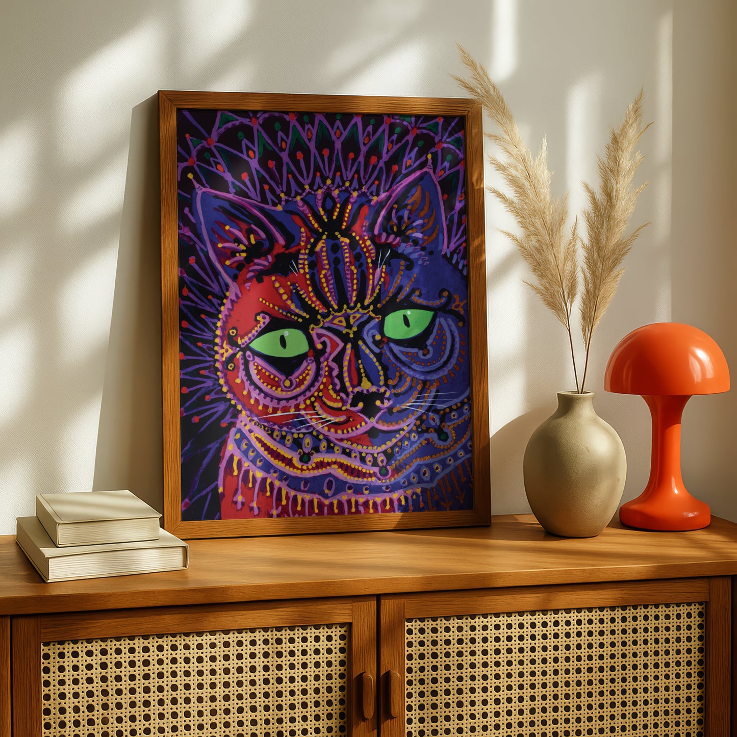 Louis Wain: Decorative Cat | Giclée Fine Art Print | Psychedelic Indian Art Influenced Cat Print
