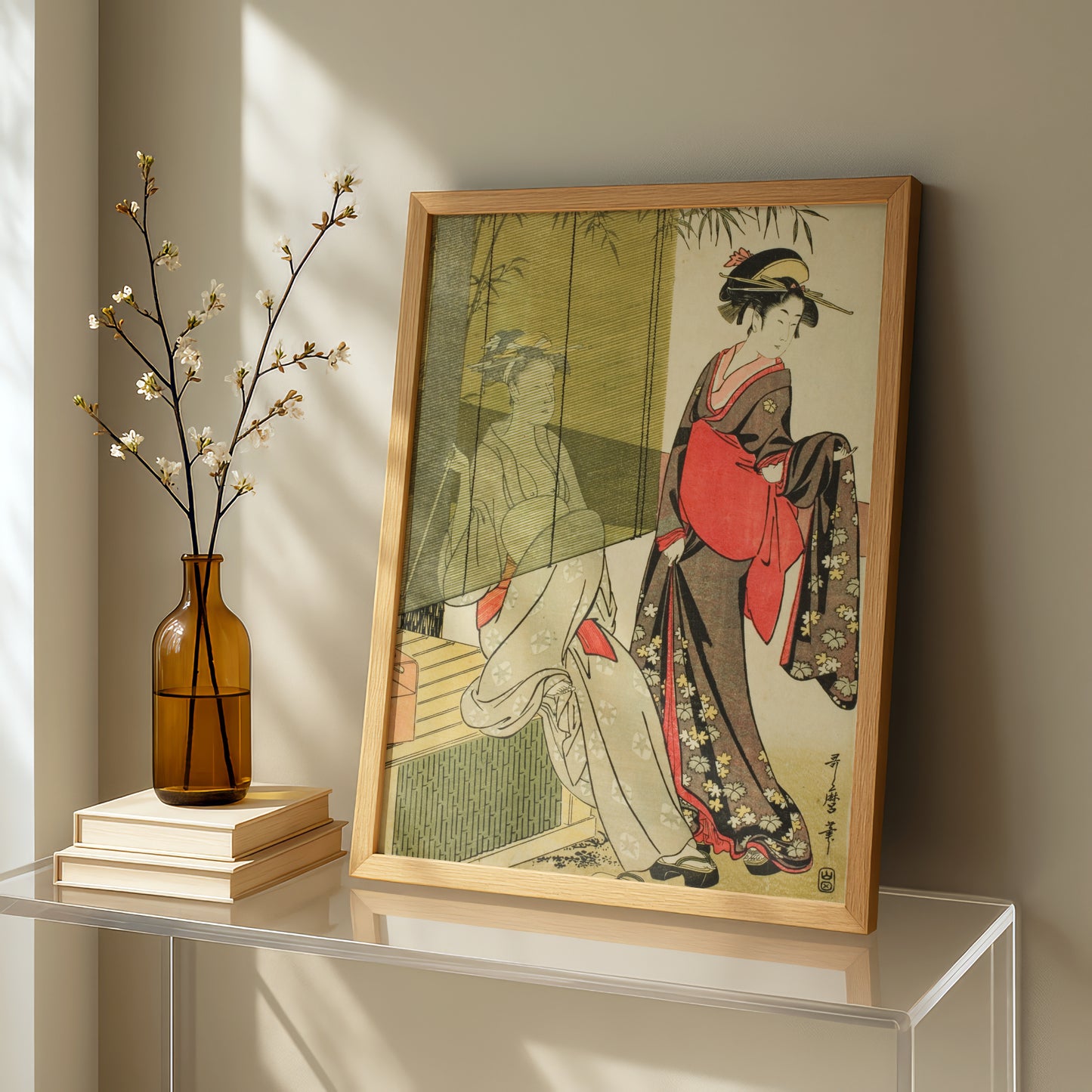 Drying and Stretching Cloth by Kitagawa Utamaro | Premium Art Print