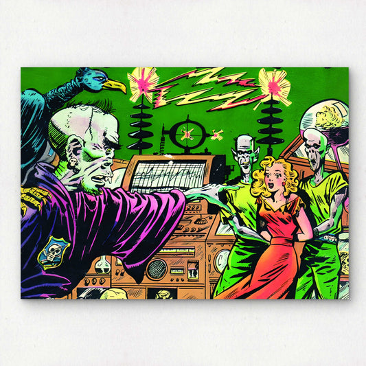 Mad Scientist and Pin Up Girl Vintage Horror Comic Pop Art Wall Decor | Premium Giclée Art Print | 1950s Comic Book | "Trouble in the Lab" | Unframed