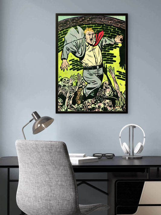 Pit of Skeletons Vintage Pop Art Wall Decor | Premium Giclée Art Print | 1950s Comic Book | Unframed