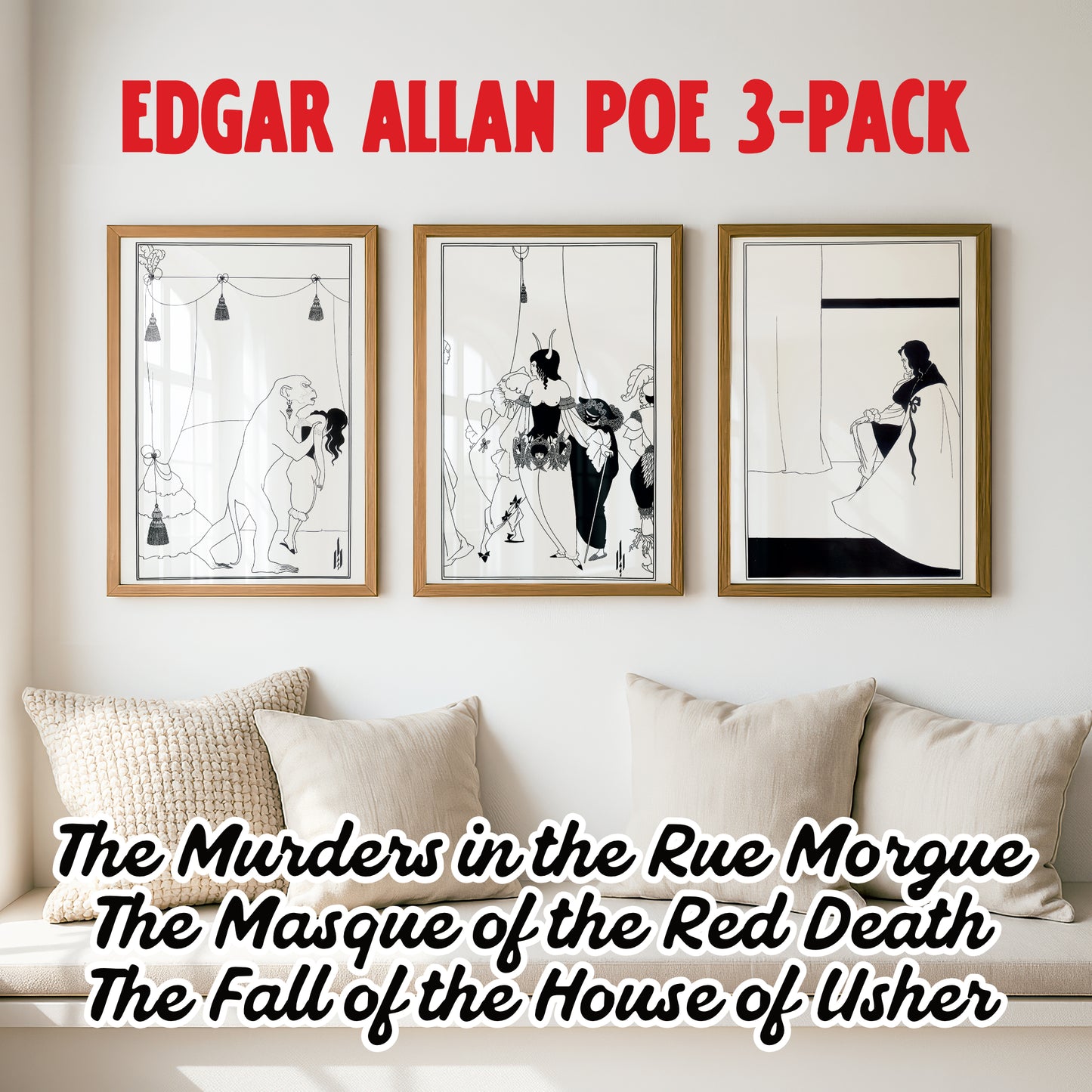 The Fall of the House of Usher by Aubrey Beardsley | Premium B&W Art Print