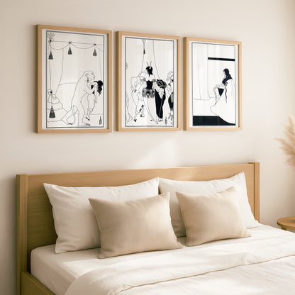 Edgar Allan Poe Illustrations (Set of 3) by Aubrey Beardsley | Premium B&W Art Prints