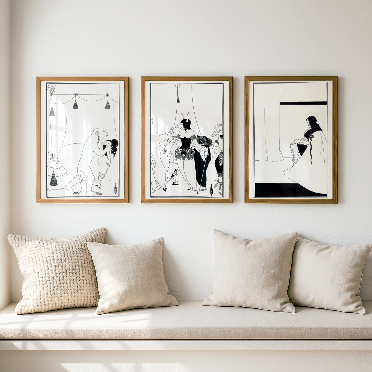 Edgar Allan Poe Illustrations (Set of 3) by Aubrey Beardsley | Premium B&W Art Prints