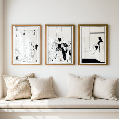 Edgar Allan Poe Illustrations (Set of 3) by Aubrey Beardsley | Premium B&W Art Prints