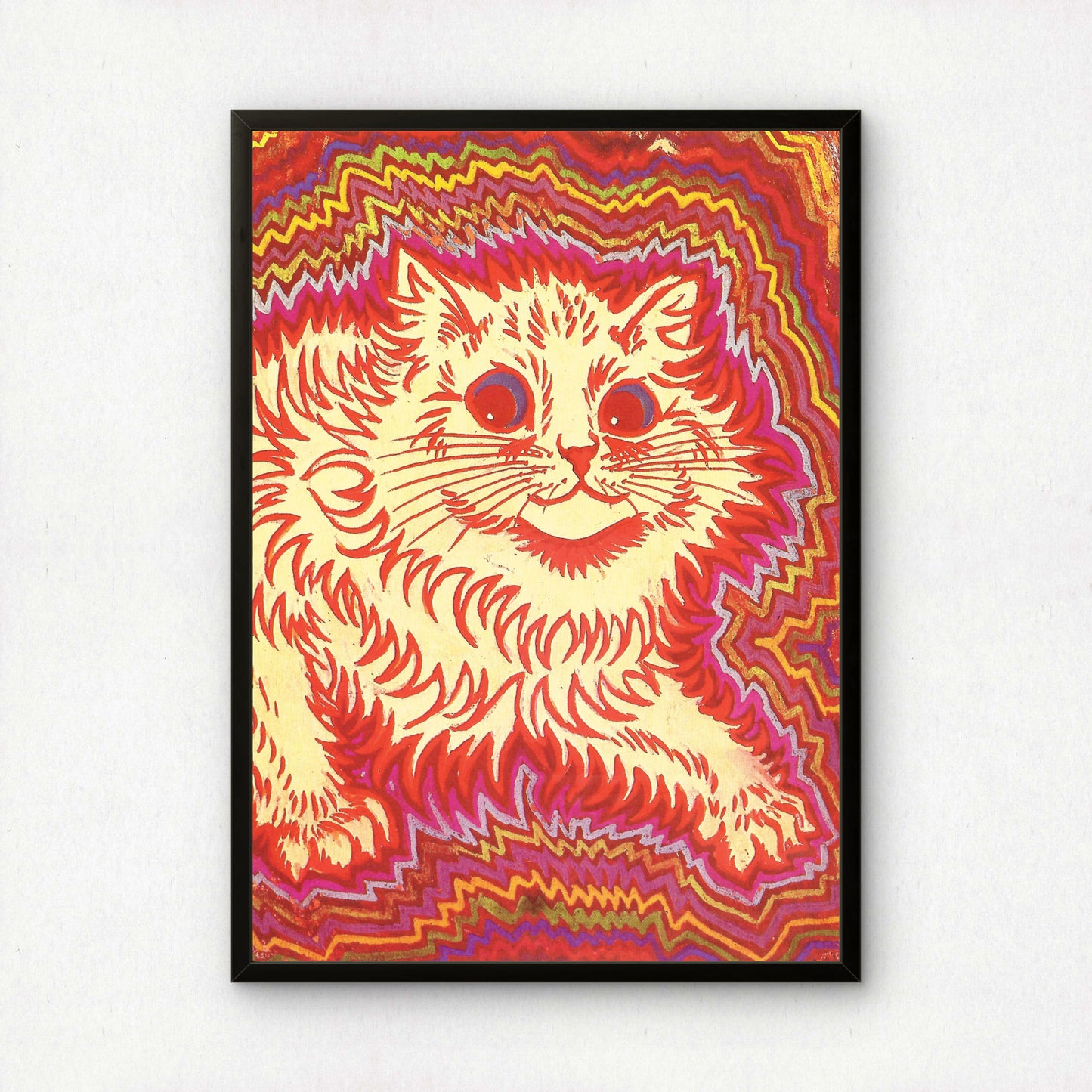 Louis Wain: Electric Cat | Giclée Fine Art Print | Psychedelic Multicoloured Cat Artwork
