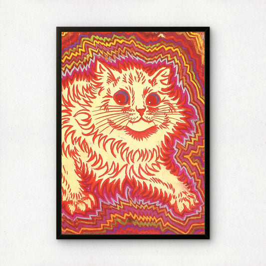 Louis Wain: Electric Cat | Giclée Fine Art Print | Psychedelic Multicoloured Cat Artwork