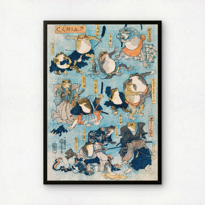 Famous Heroes of the Kabuki Stage Played by Frogs by Utagawa Kuniyoshi | Premium Art Print