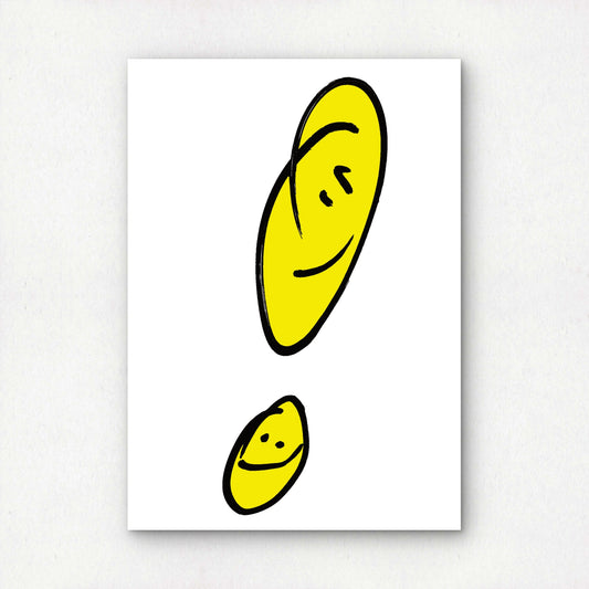 Smiling Exclamation Mark Print | Yellow Happy Face Art | A3 A4 Poster | Bold Typography Wall Art | Original Design | Playful Home Decor | Premium Art Print