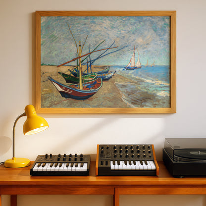Fishing Boats on the Beach at Saintes-Maries by Vincent Van Gogh | Premium Giclée Art Print | Museum Quality Wall Art