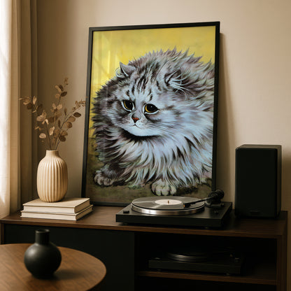 Louis Wain: Fluffy Long Haired Cat | Giclée Fine Art Print | Gorgeous Cat Artwork