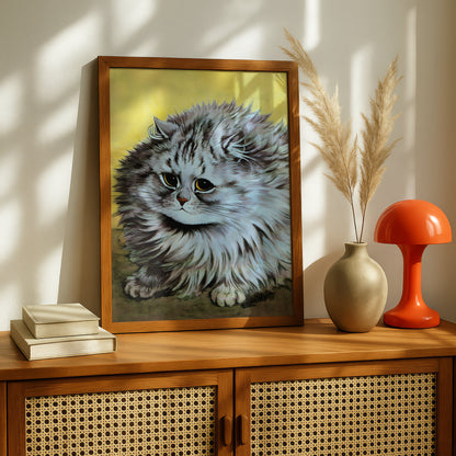 Louis Wain: Fluffy Long Haired Cat | Giclée Fine Art Print | Gorgeous Cat Artwork