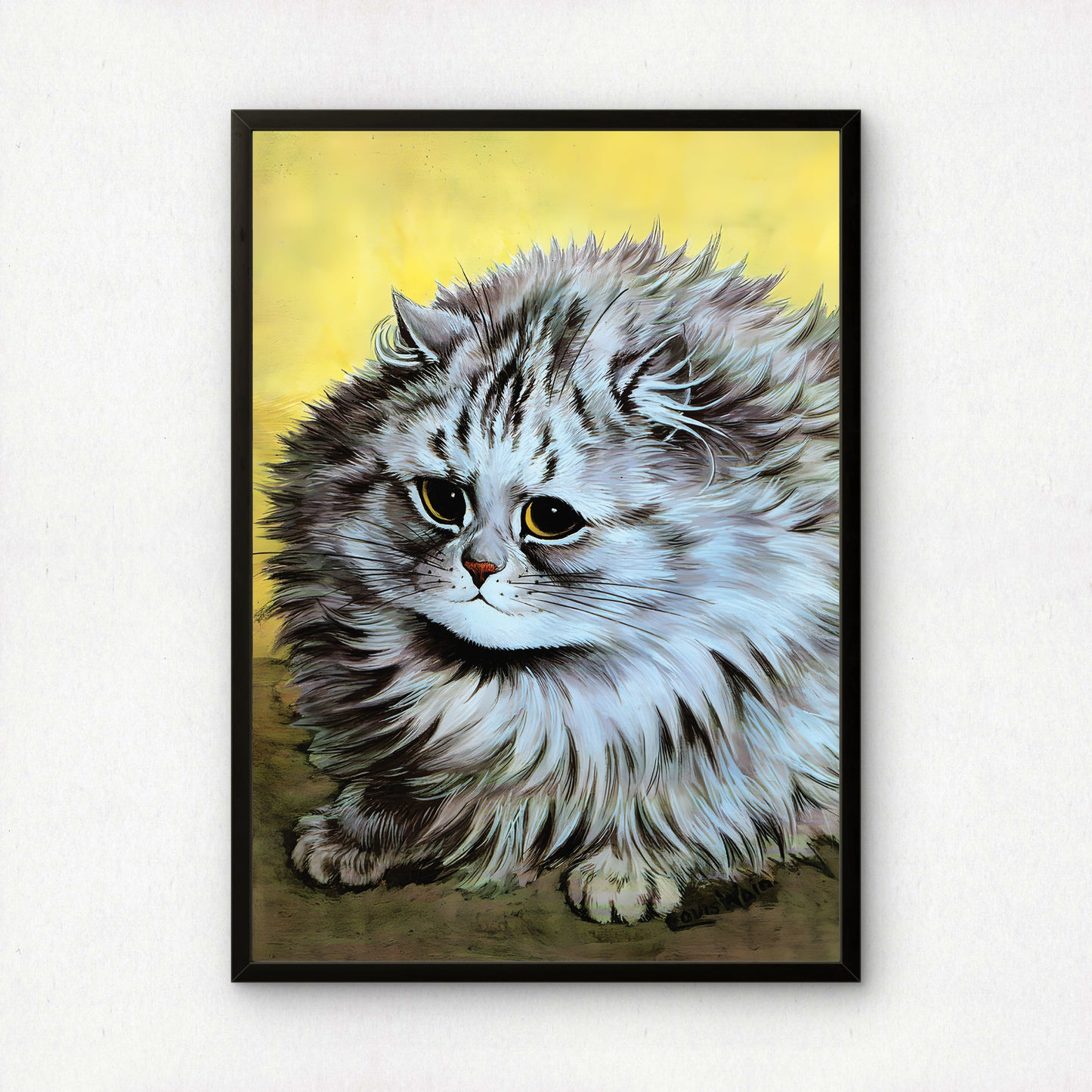 Louis Wain: Fluffy Long Haired Cat | Giclée Fine Art Print | Gorgeous Cat Artwork