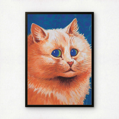 Louis Wain: Ginger Cat with Blue Eyes | Fine Art Print | Beautiful Cat Art Poster