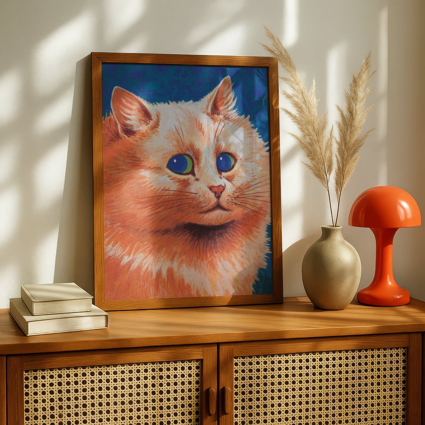 Louis Wain: Ginger Cat with Blue Eyes | Fine Art Print | Beautiful Cat Art Poster