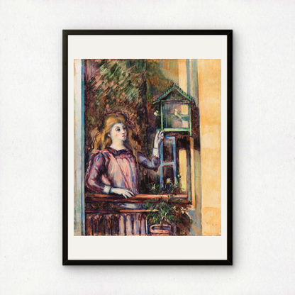 Girl with Birdcage by Paul Cezanne Print | Premium Giclee Art Print | Post-Impressionist Wall Art | Museum Quality Reproduction | Fine Art Print